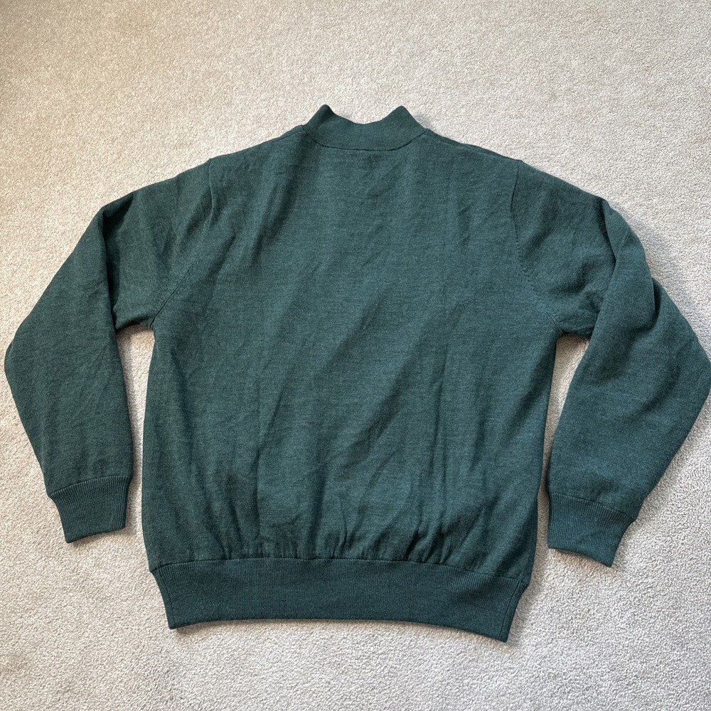 Turtleson 100% Merino Wool Quarter Zip Sweater Men's Large Forest Green Pullover - Picture 8 of 9
